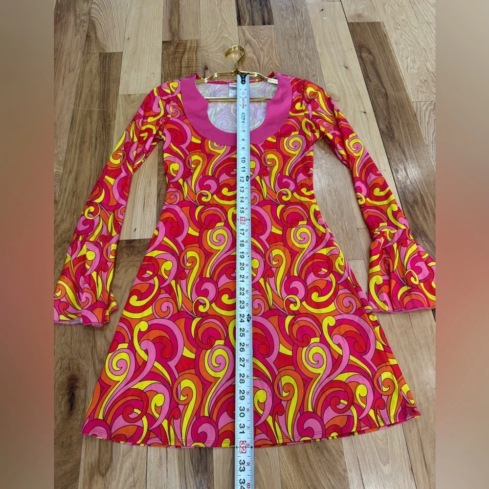 70’s Dream Girl Vibrant Swirl Pattern Dress w Accessories Adult Small Halloween - Picture 7 of 12